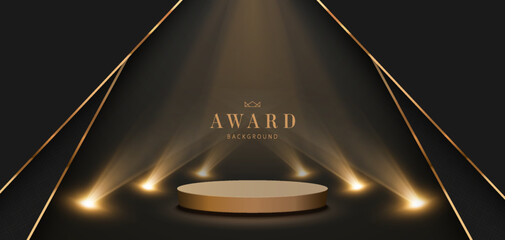 Award Nomination Background. Luxury Banner With Spotlights and Stage