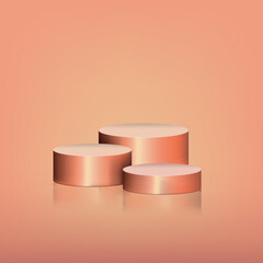 Abstract geometry shape orange color podium on orange color background for product