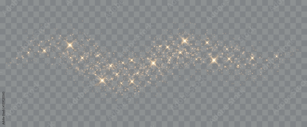 Poster gold light. vector glitter particles. shining bokeh
