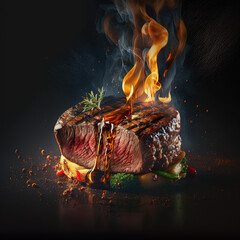 grilled steak, grilled steak. Generative AI - obrazy, fototapety, plakaty