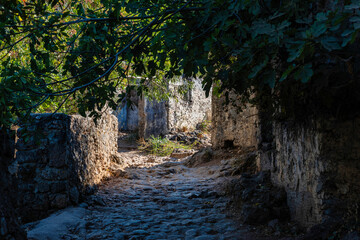 The old Greek Ghost town of Kayakoy near Fethiye in Turkey