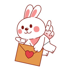 Cute Rabbit Cupid Character And Love Letter, Illustration, Transparent