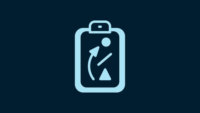 White Planning strategy concept icon isolated on blue background. Baseball cup formation and tactic. 4K Video motion graphic animation