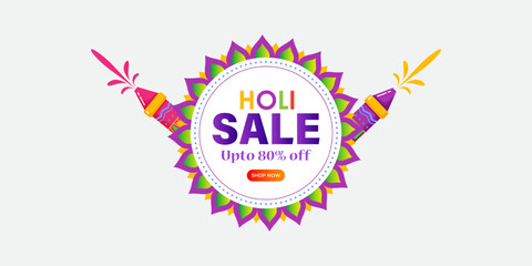 Vector illustration of Happy Holi Sale banner template for app and website