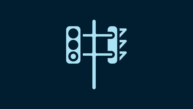 White Traffic light icon isolated on blue background. 4K Video motion graphic animation