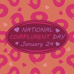 Vector banner design celebrating National complement day every january 24 with colorful and abstract background. National complement day poster design with speech bubbles and heat shapes love concept. - obrazy, fototapety, plakaty
