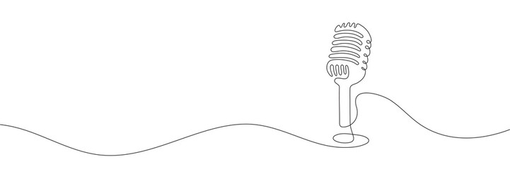 The microphone is drawn in one continuous line on a white background