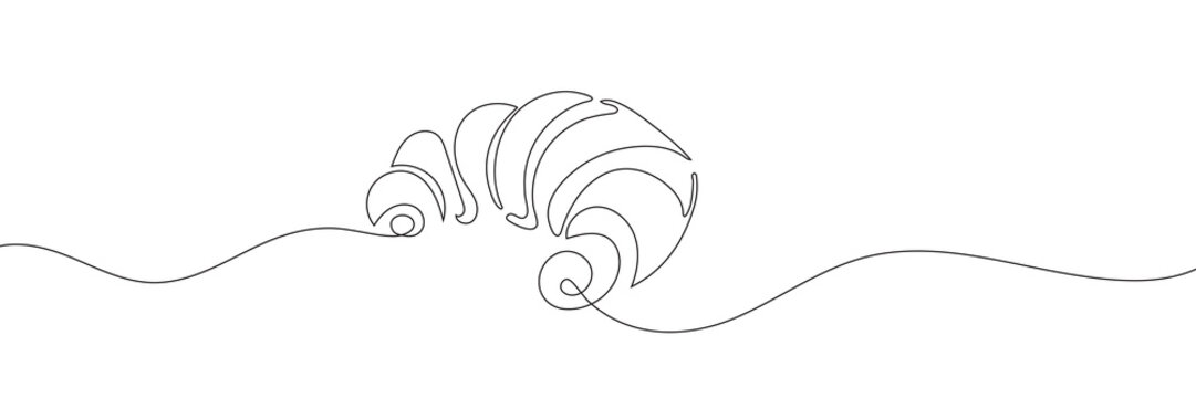 recommend clip art: croissant drawn in one continuous line on a white background