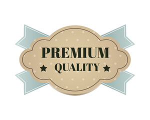 Premium quality label, icon, sign. Sticker for organic products. Organic food badge. Vector illustration.