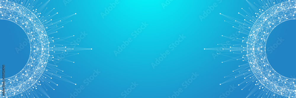 Aufkleber Quantum computing concept illustration. Deep learning artificial intelligence. Big data algorithms visualization for business, science presentations, posters, covers