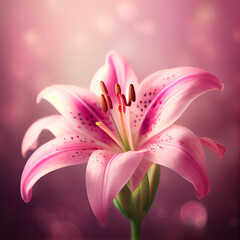 Fototapeta premium Blooming Fragrant Pink Lily Illustration Generative AI