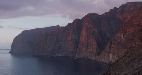 Ocean landscape Acantilados de Los Gigantes. The Giants at sunset, Tenerife, Canary islands, Spain