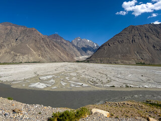 The mountains as a border line between Tajikistan and Afghanistan.
