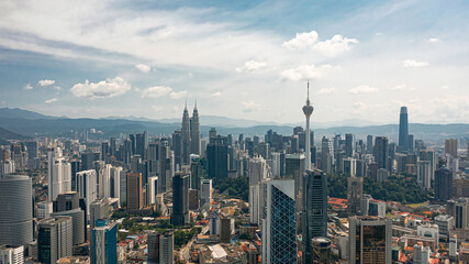 Cityscape of Kuala Lumpur. Aerial view. It is cultural, financial, and economic centre of Malaysia