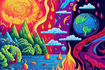 Climate crisis wallpaper background - Generative ai