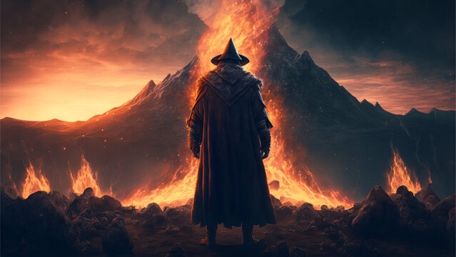 Fire Mage Wallpaper - High-Resolution Fantasy Art (AI Generated)