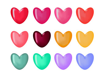 Fototapeta premium 3d heart icon set. Valentines day card. Symbol of love. Vector mesh illustration.