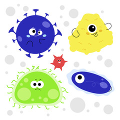 Set of Virus Cartoons Vector