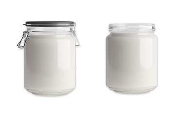 Dairy product weck jar mockup isolated on white background. 3d rendering.