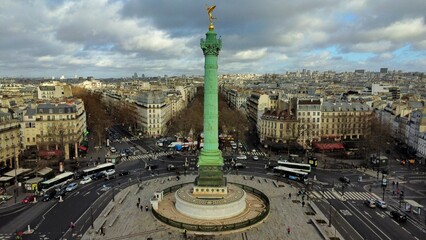 Drone photo Place de la Bastille Paris France europe