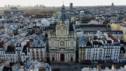 Drone photo Paroisse Saint Paul Saint Louis Paris France europe - obrazy, fototapety, plakaty