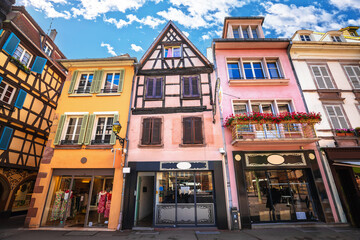 Town of Colmar colorful architecture street view