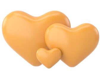 3D heart. Heart family. 3D illustration.