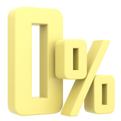 3D 0%. Zero percent installment. 3D illustration.