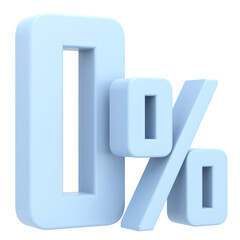 3D 0%. Zero percent installment. 3D illustration.