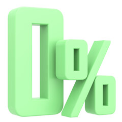 3D 0%. Zero percent installment. 3D illustration.