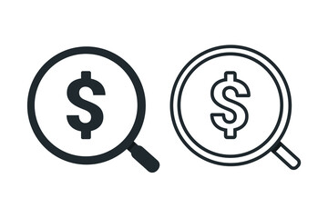 Magnifier dollar icon. Illustration vector