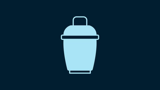 White Cocktail shaker icon isolated on blue background. 4K Video motion graphic animation