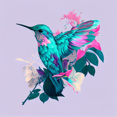 Fototapeta premium Double exposure hummingbird ai art