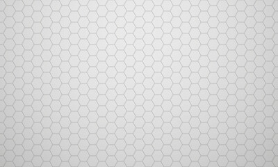 White glossy ceramic hexagon tiles pattern horizontal background. Modern home interior, bathroom and kitchen wall texture. Vector gray shiny hexagonal mosaic wall background.