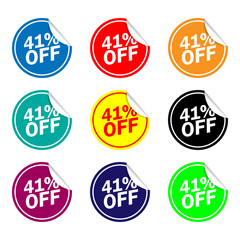 41 percent offer set of colorful sale stickers