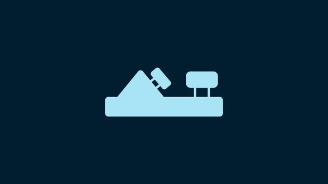 White Wood plane tool for woodworker hand crafted icon isolated on blue background. Jointer plane. 4K Video motion graphic animation