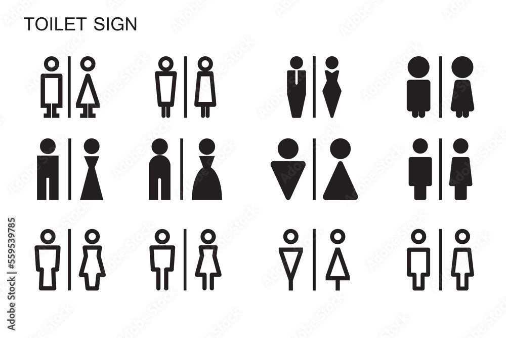 Wall mural Toilet icons set, male or female restroom.Vector illustration style is flat iconic symbol.