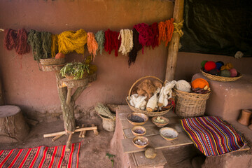Material for the production of textile crafts in an indigenous community in Peru.