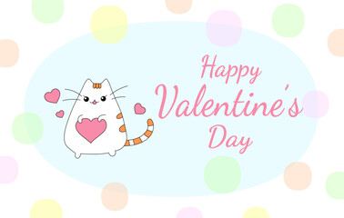 Happy valentine's day. Kawaii kitten
