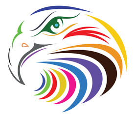 Obraz na płótnie Canvas Colorful Eagle Hawk Vector Silhouette. Portrait logo colorful design with transparent background.