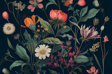Floral desktop background, Generative AI