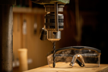 Drill and eye protection