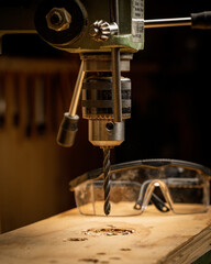 Drill and eye protection