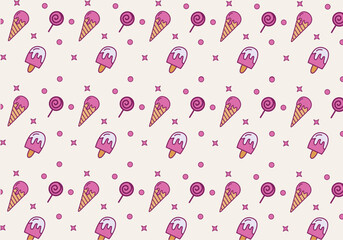 Seamless ice cream pattern. Vector design for paper, covers, fabrics, interior decoration and other users