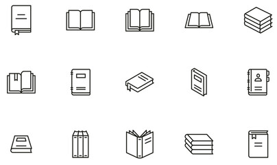 Vector Set of Linear Icons Related to Learning, Education and Books. Mono Line Collection Icons and Infographics Design Elements