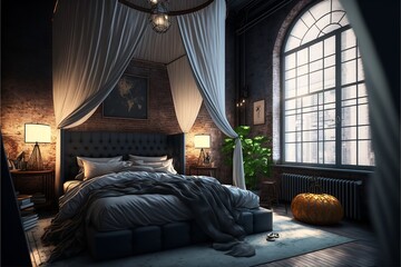 fancy home design and interior with big bed