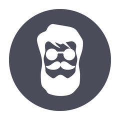 Bearded men in sunglasses, hipster face icon isolated. Vector illustration