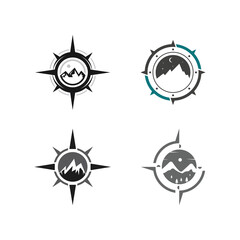 Compass and mountain logo template. Logo design for adventure or travel inspiration.