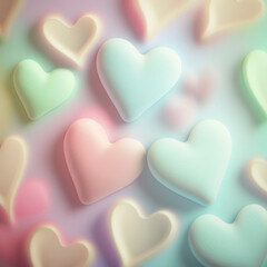 Abstrakte Pastell Hintergrund mit Herzen - Konzept Muttertag, Valentinstag, Geburtstag - Frühlingsfarben 