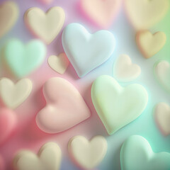 Abstrakte Pastell Hintergrund mit Herzen - Konzept Muttertag, Valentinstag, Geburtstag - Fr&uuml;hlingsfarben 